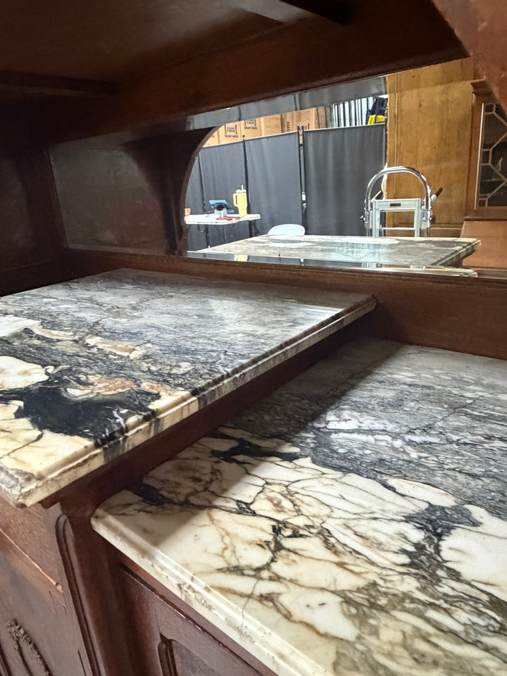 Antique Marble Top Buffet/Hutch