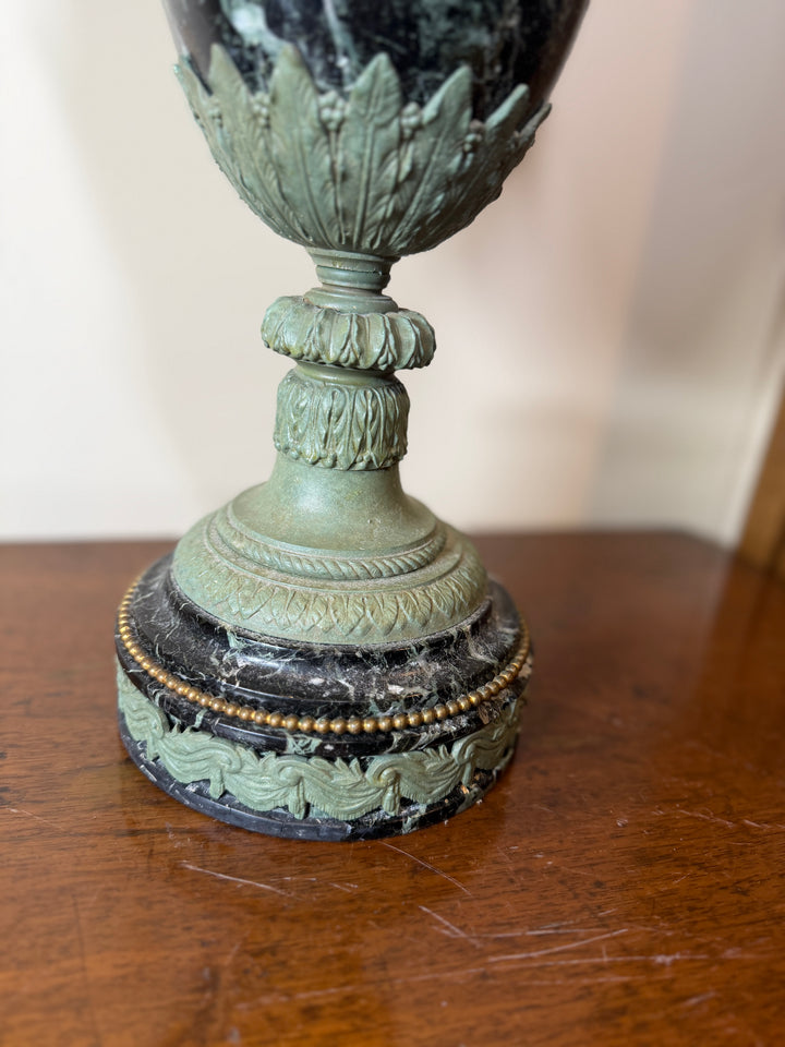 Antique Verde Marble and Bronze Urn