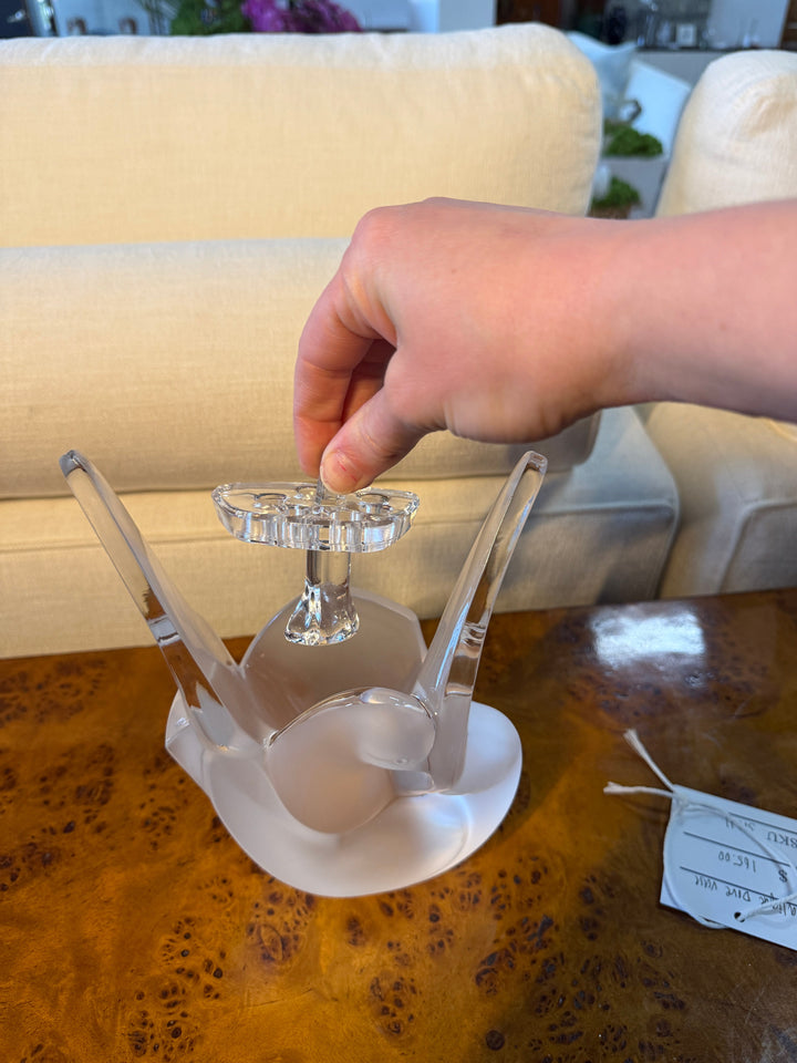 Lalique Dove Vase With Removable Flower Holder