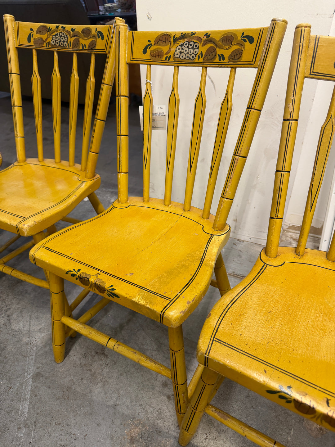 Set of 4 Vintage Wooden Hand Painted Chairs