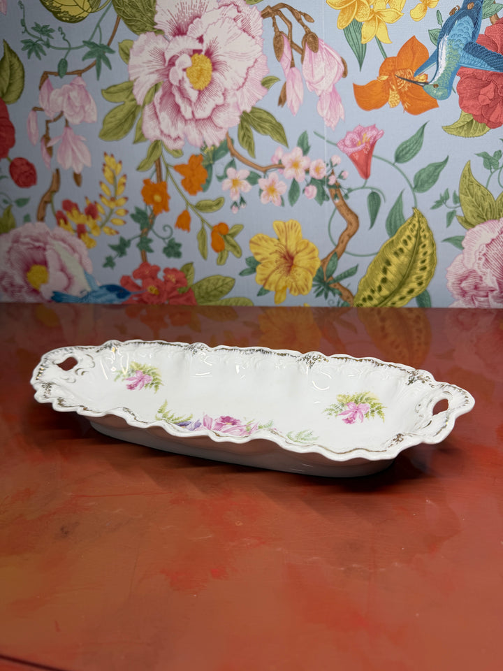 Antique Porcelain Floral Tray