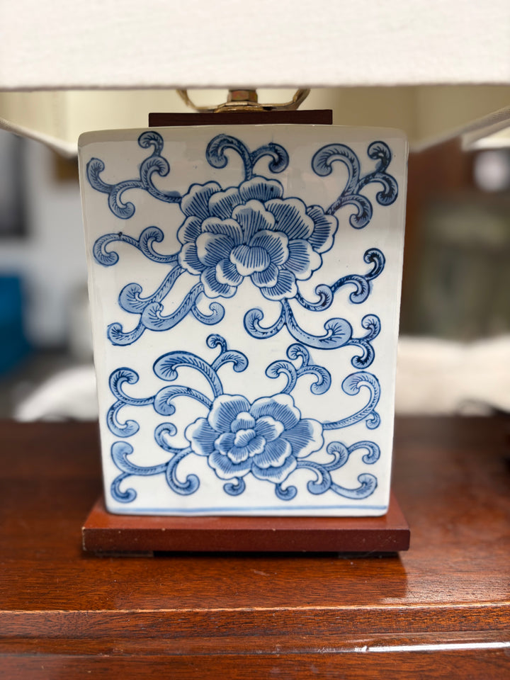 Vintage Blue Floral Lamps (Set of 2)