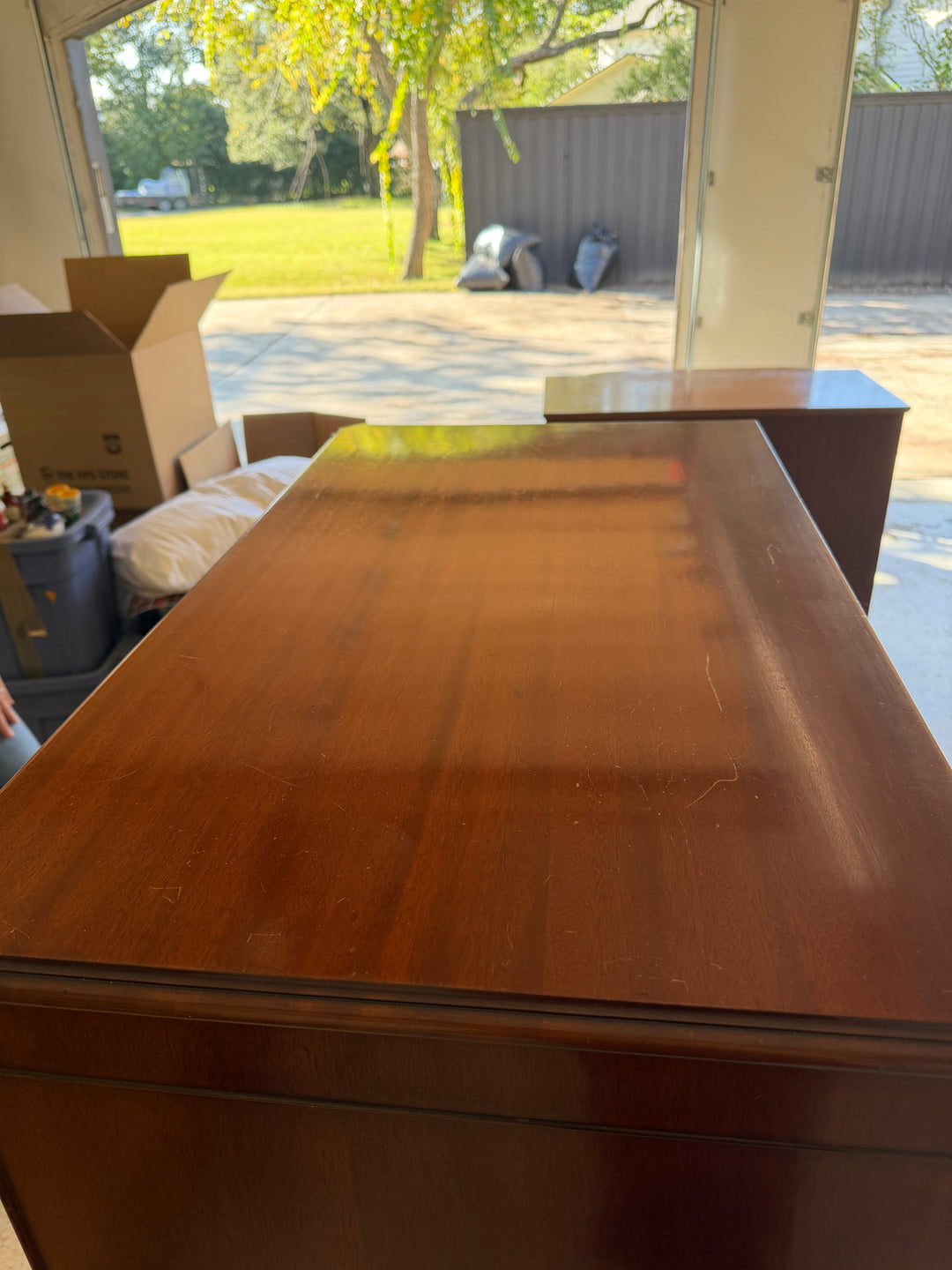 19th Century Hand-Painted Satin Wood Secretary Desk and Dresser