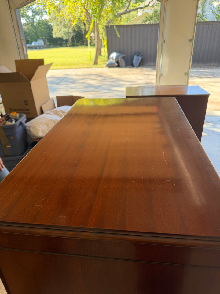 19th Century Hand-Painted Satin Wood Secretary Desk and Dresser