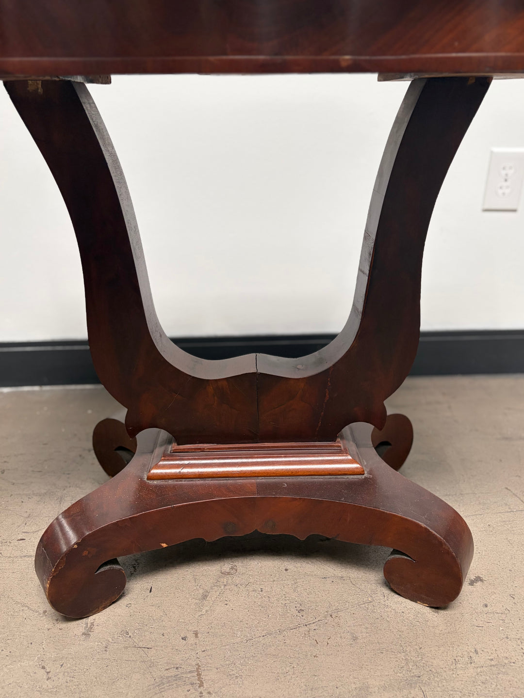 Mahogany Empire-Style Lyre-Base Center Table