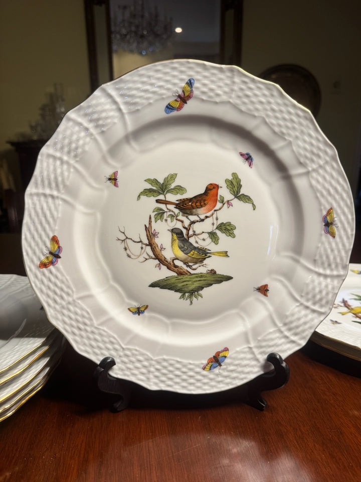 8 Herend Rothschild Dinner Plates (#1527)