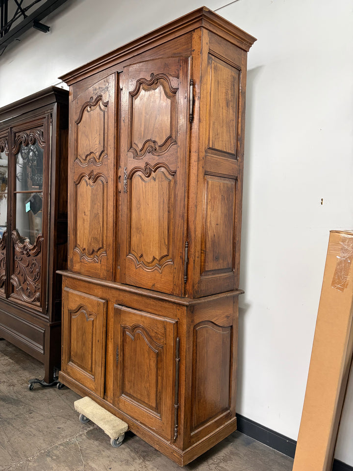 French Provincial Carved Walnut Armoire