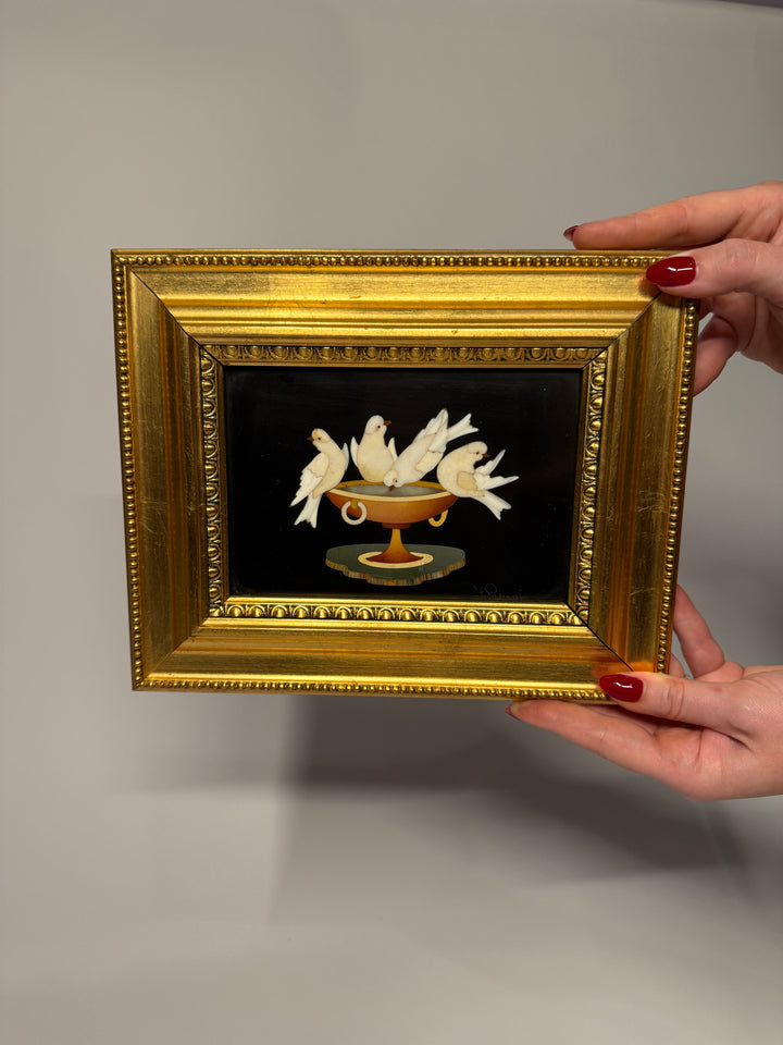 Italian Pietra Dura Dove Plaque