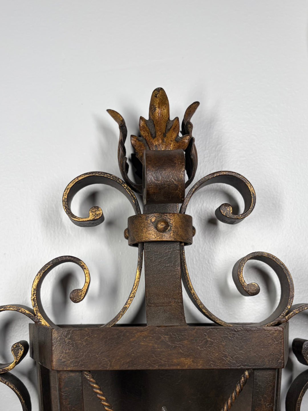 Pair of Tall Wrought Iron Floor Torchère Lanterns