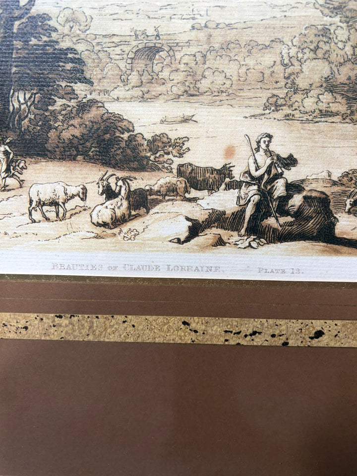Framed Landscape Engraving After Claude Lorraine