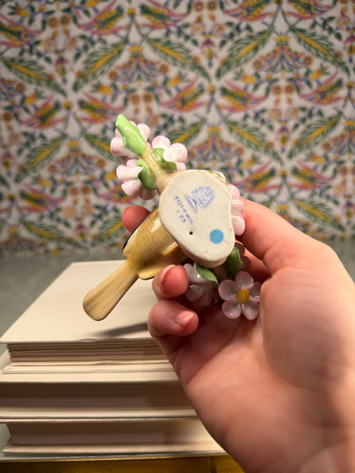 Herend Porcelain Songbird Figurine on Floral Base
