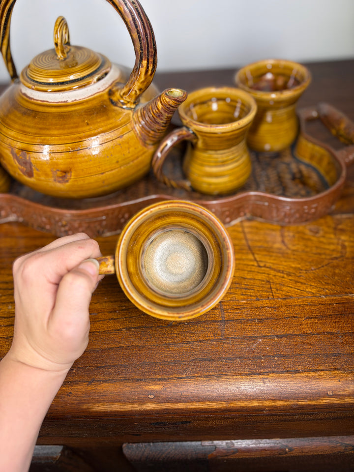 Handmade Studio Pottery Tea Set with Tray