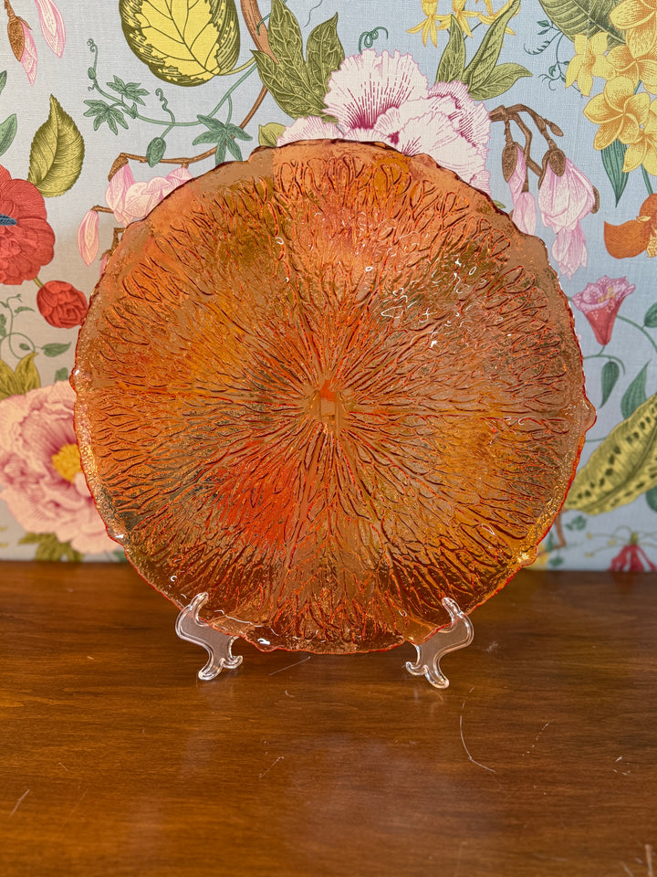 Williams Sonoma Citrus Orange Glass Chargers (Set of 4 in Original Box)