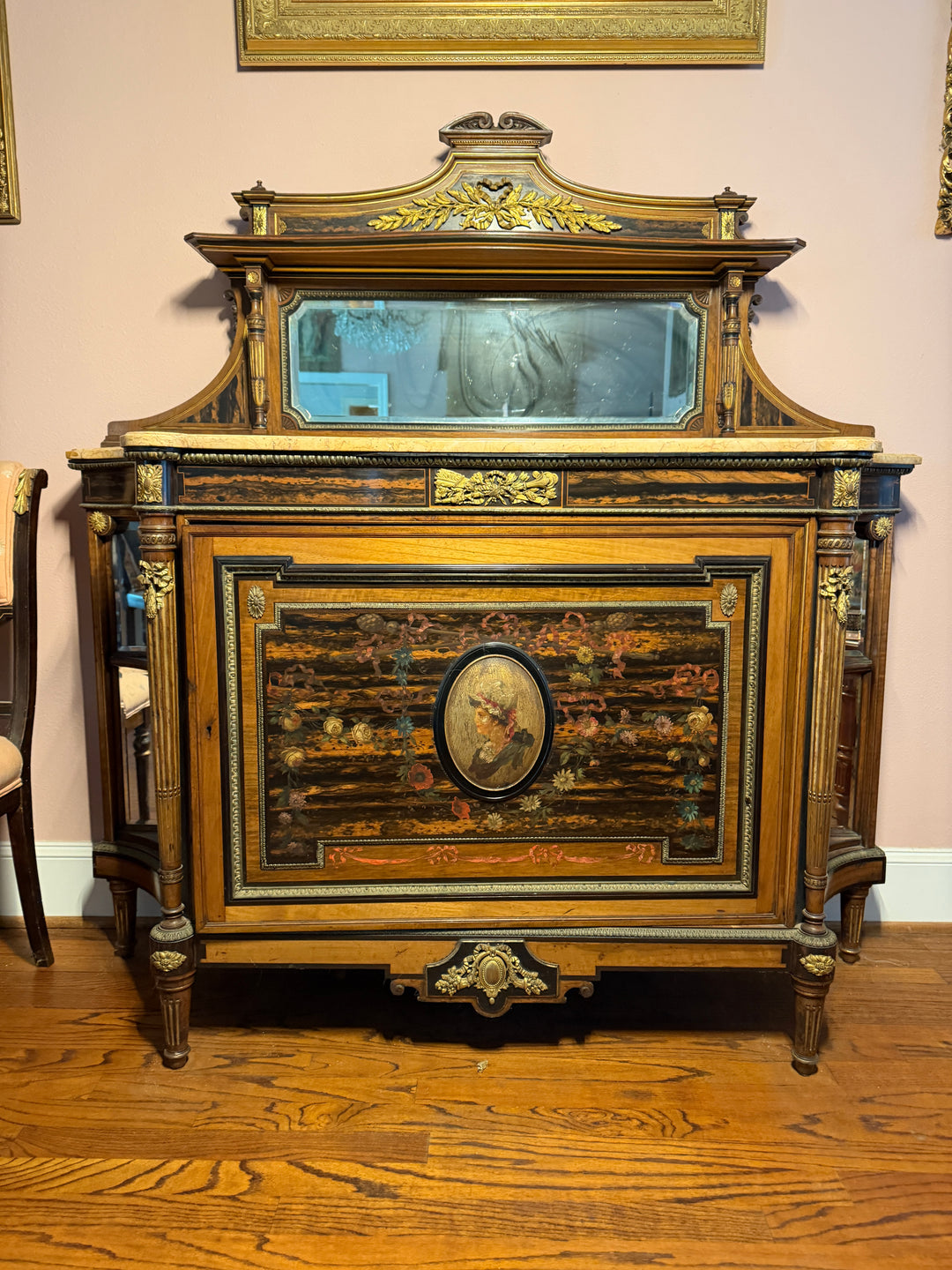 Antique Marble Top Credenza