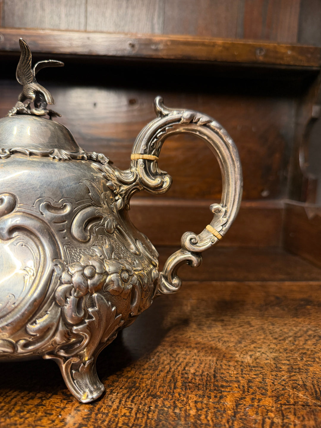 English Victorian Sterling Silver Tea & Coffee Service, Louis XV Pattern