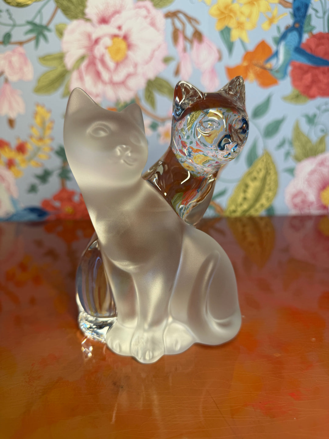 Lenox Pair of Cats 1 Frosted 1 Glass