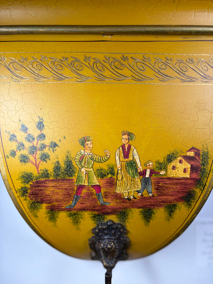 Yellow Toleware Painted Tin Wall Fountain