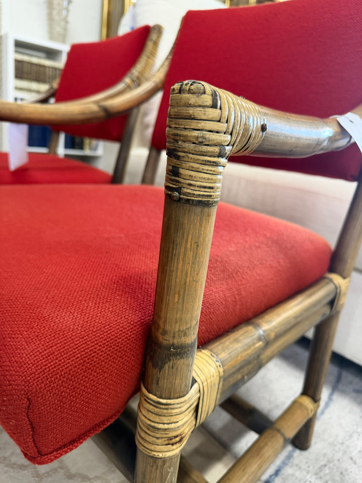 Set of 2 Vintage Bamboo and Rattan Chairs