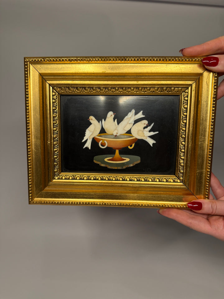 Italian Pietra Dura Dove Plaque