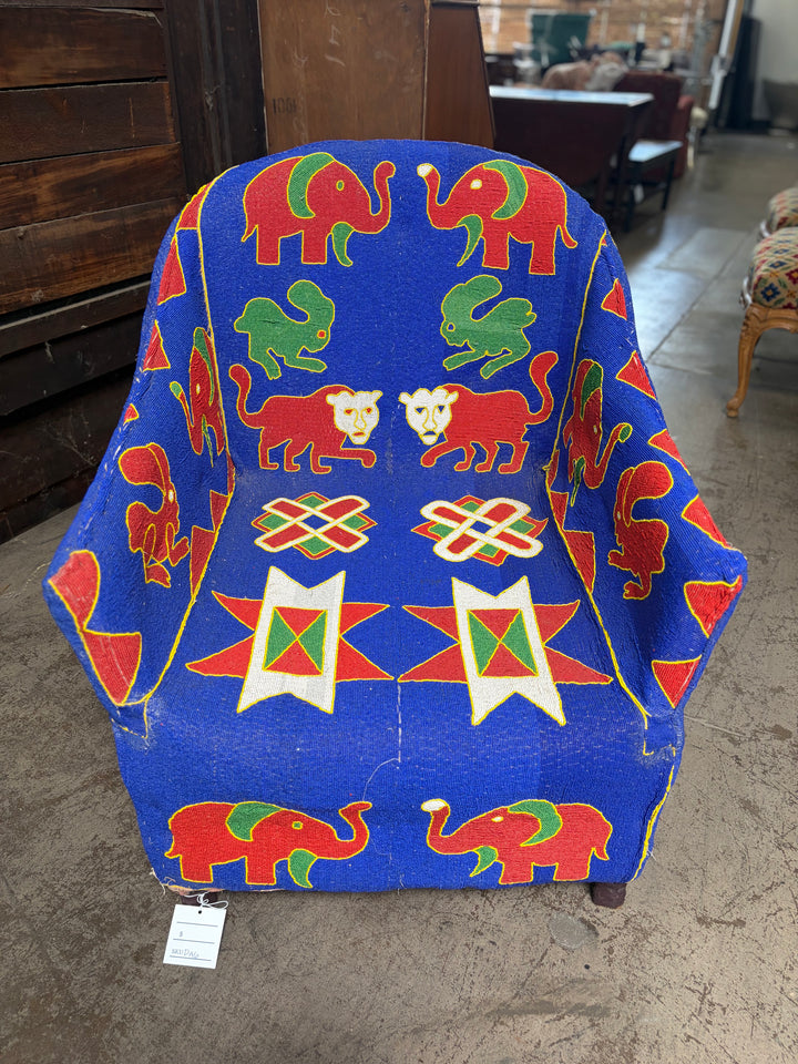 Vintage Beaded African Armchair