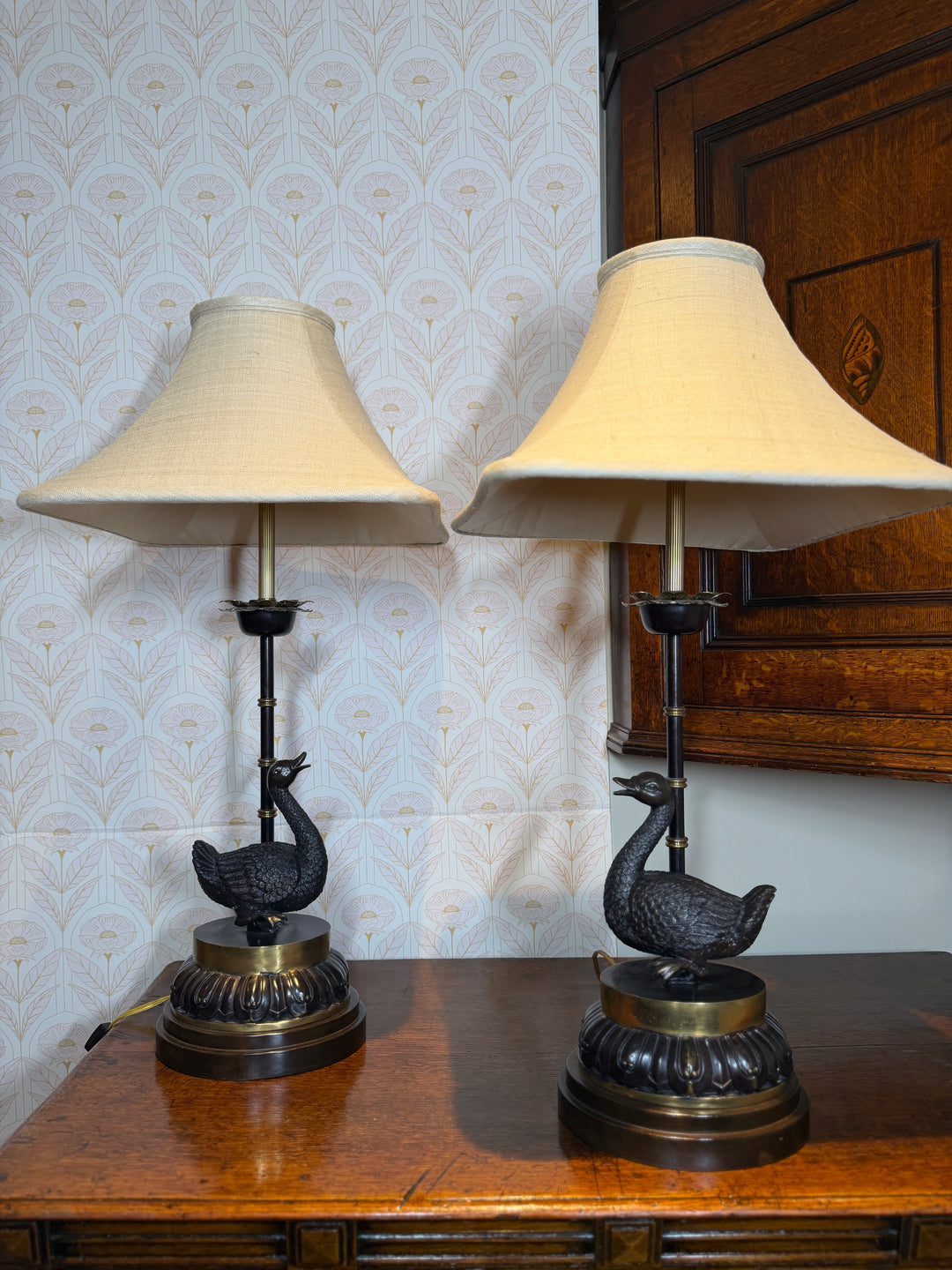 Late 20th Century Cast Bronze Ducks Lamps - Set of 2