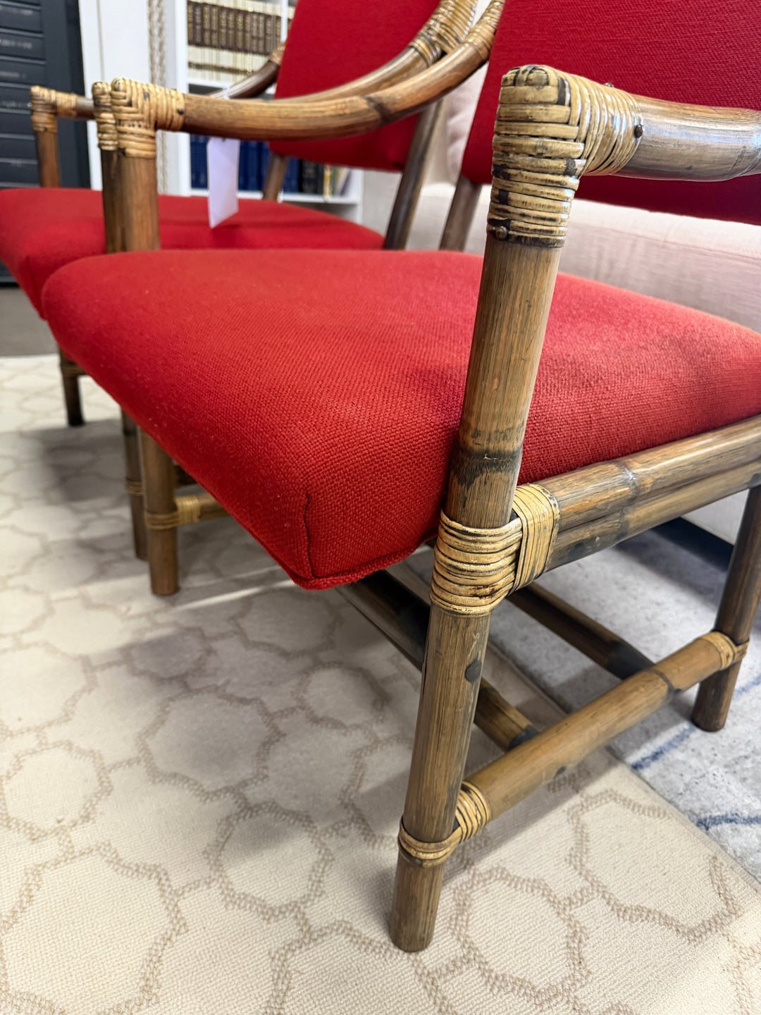 Set of 2 Vintage Bamboo and Rattan Chairs