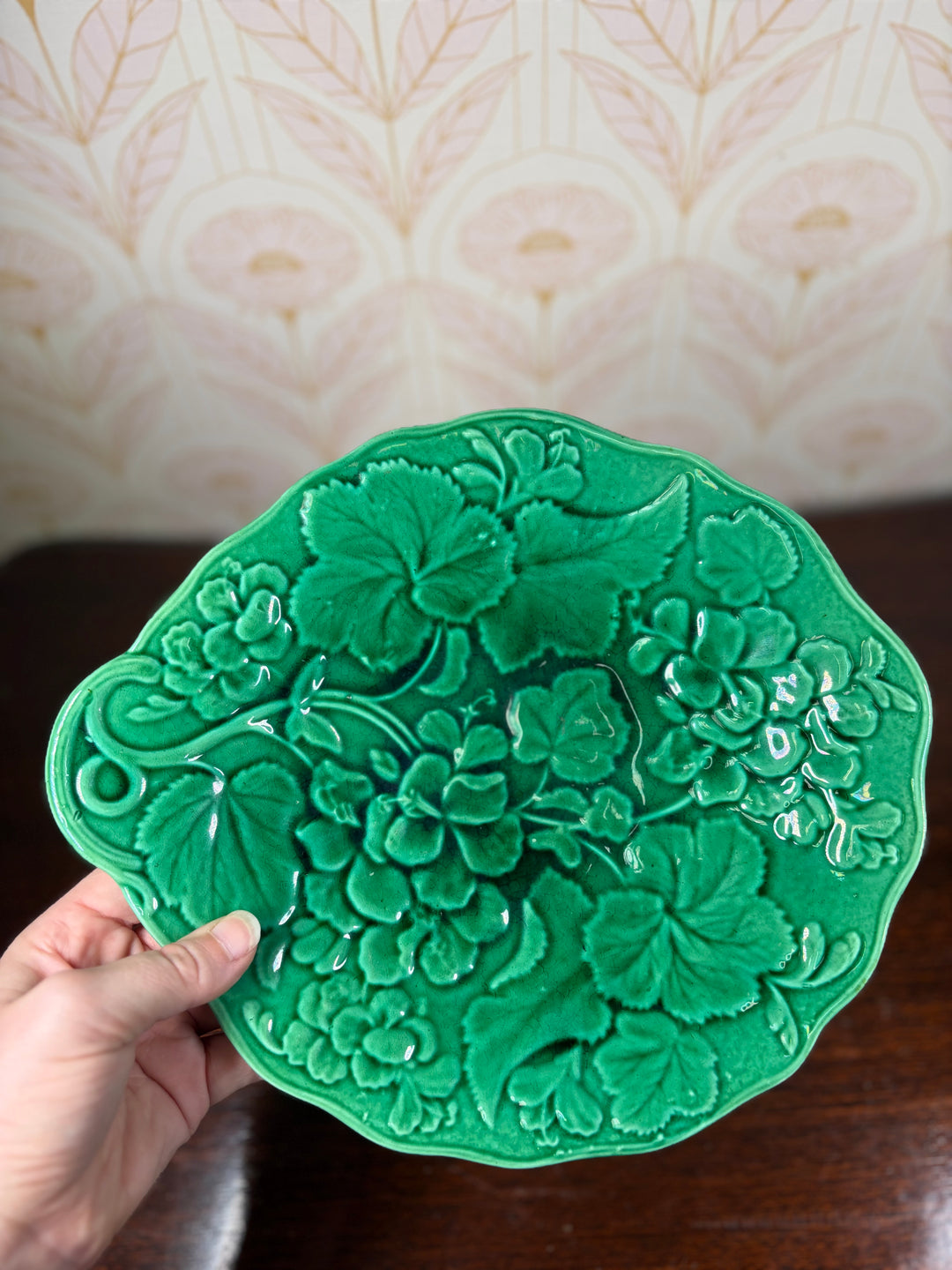 Green Majolica Bread Platter