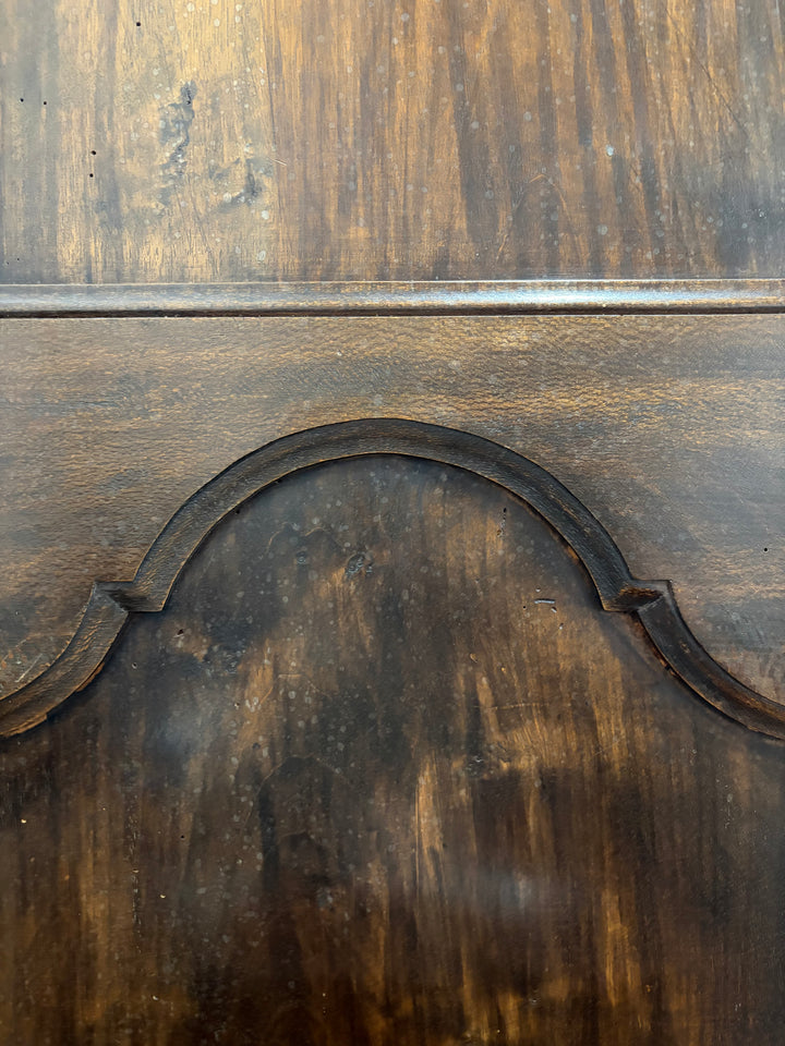 Large Carved Walnut Display Cabinet with Glass Doors