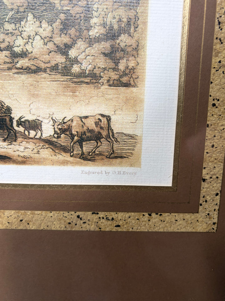 Framed Landscape Engraving After Claude Lorraine