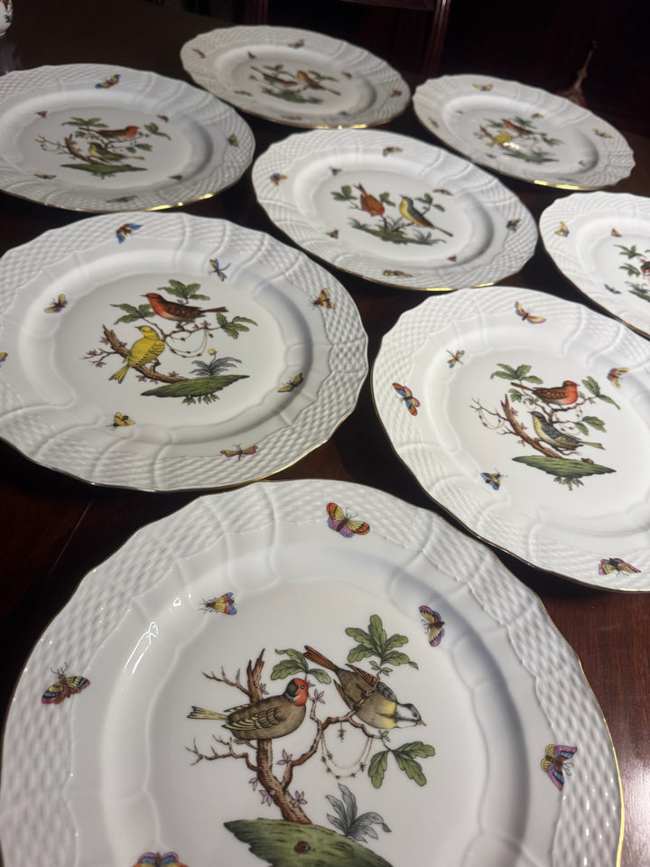 8 Herend Rothschild Dinner Plates (#1527)
