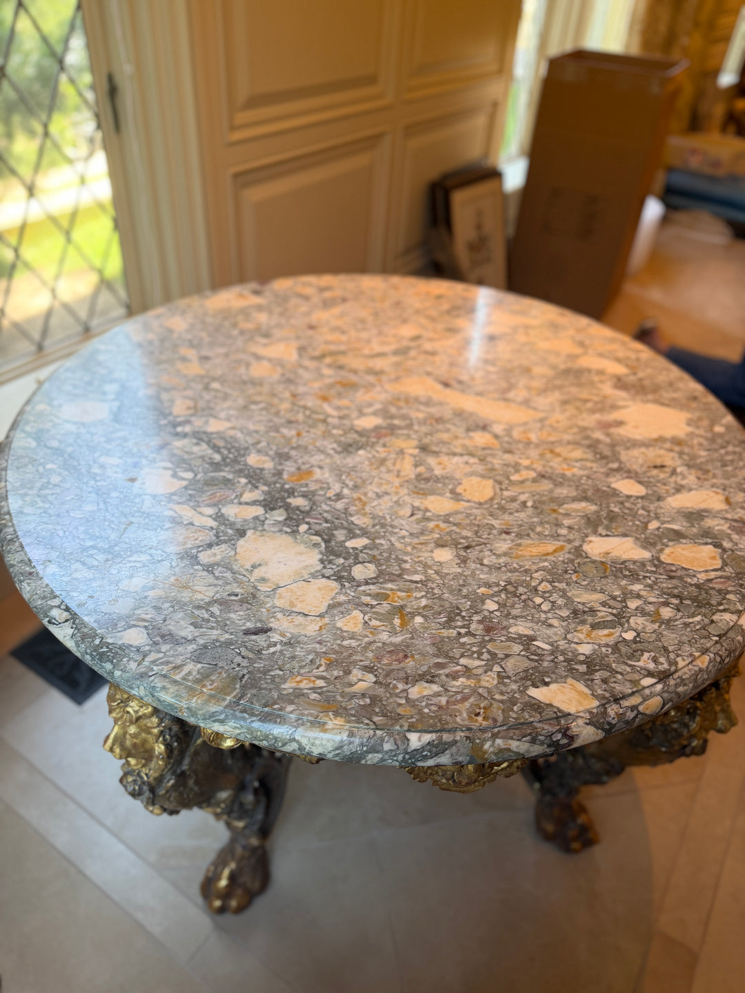 Italian Baroque Style Marble Giltwood Side Table