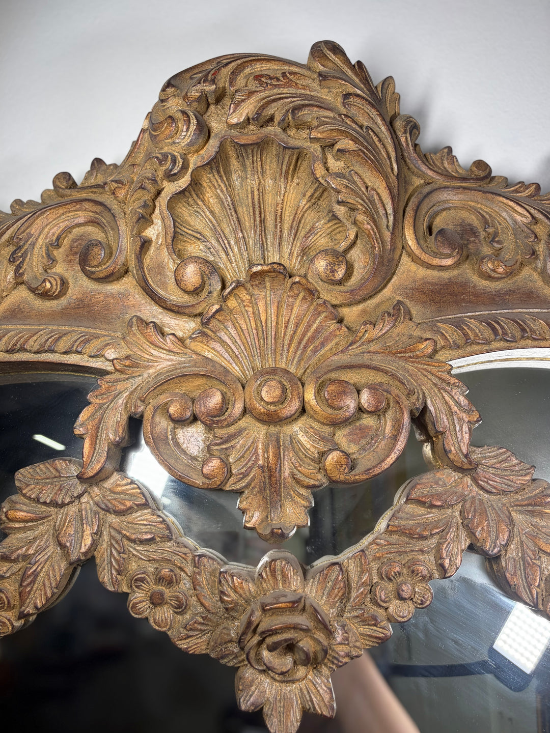 Large Ornately Carved Wood Wall Mirror