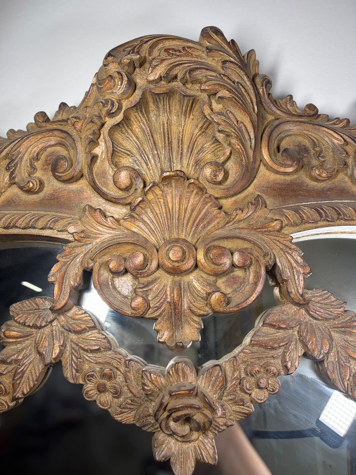 Large Ornately Carved Wood Wall Mirror