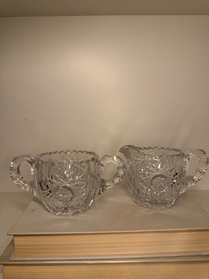 American Brilliant Cut Creamer & Sugar