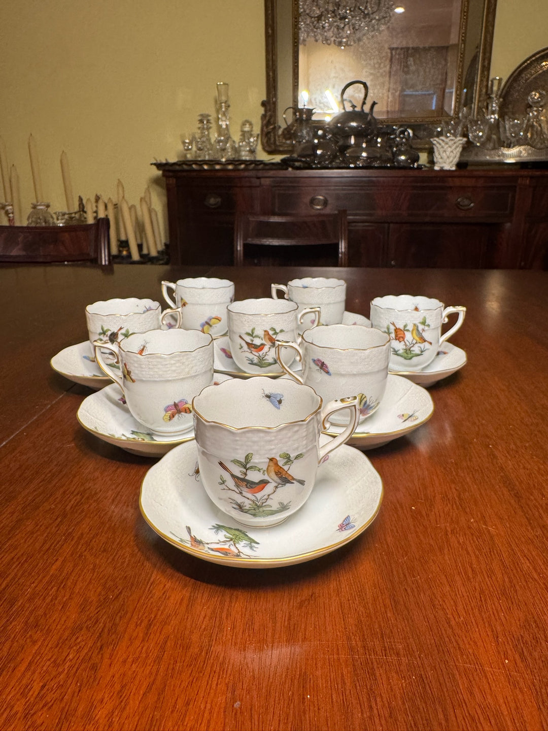 8 Herend Rothschild Dessert Tea Cups (#709)