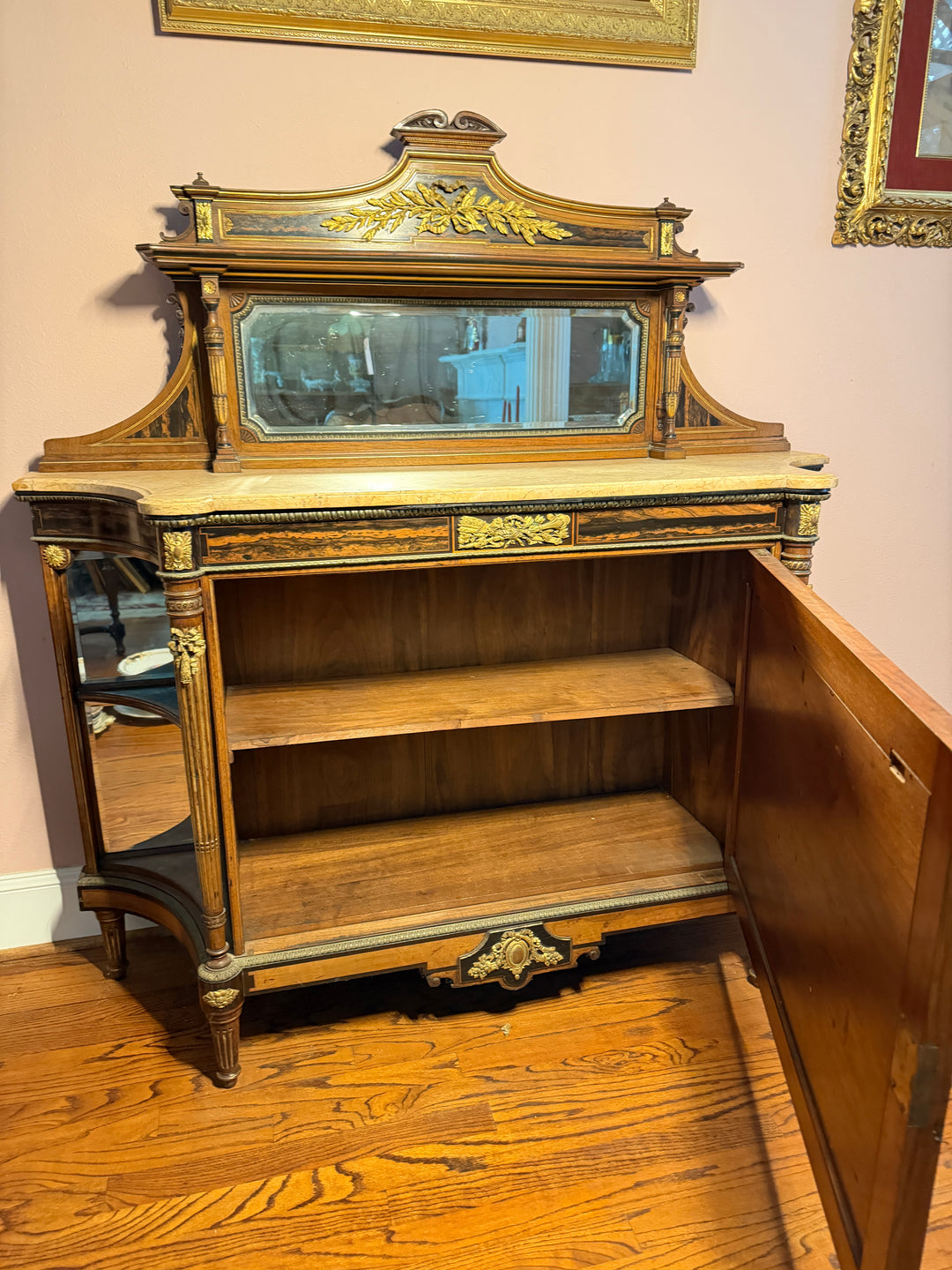 Antique Marble Top Credenza