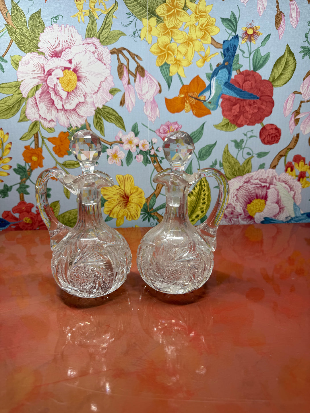 Set of 2 Cut Glass Decanters