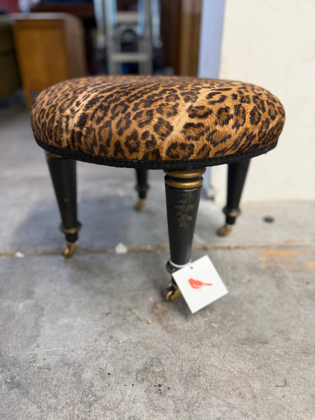 Antique Footstool on Wheels