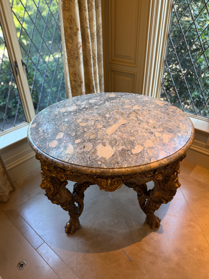 Italian Baroque Style Marble Giltwood Side Table