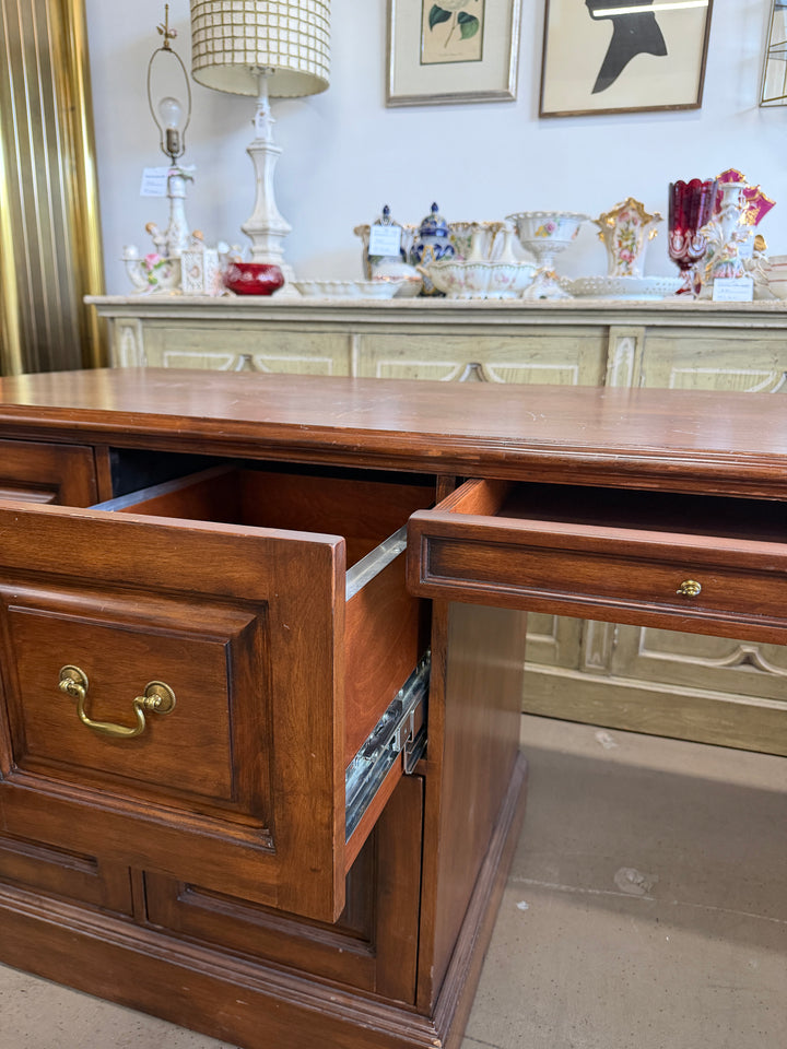 Vintage Wooden Desk with 8 Drawers