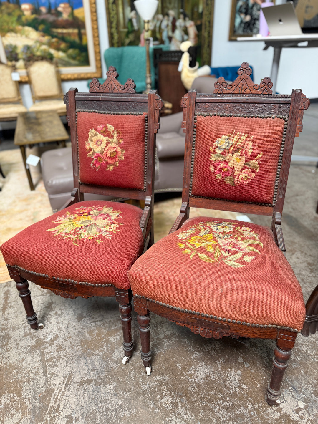 Antique Needlepoint Chairs (Set of 2)
