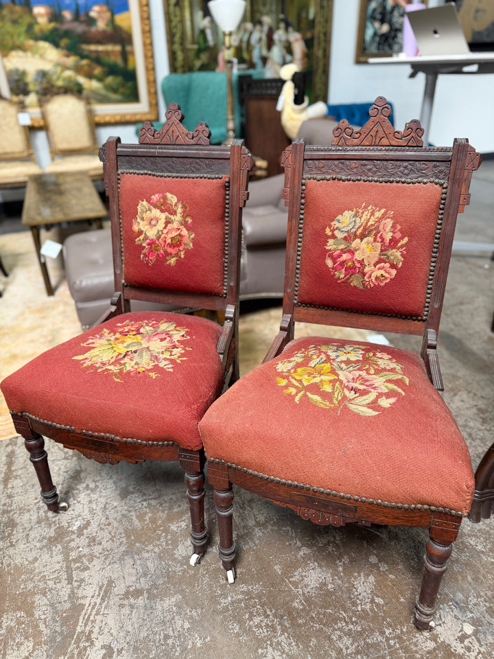 Antique Needlepoint Chairs (Set of 2)
