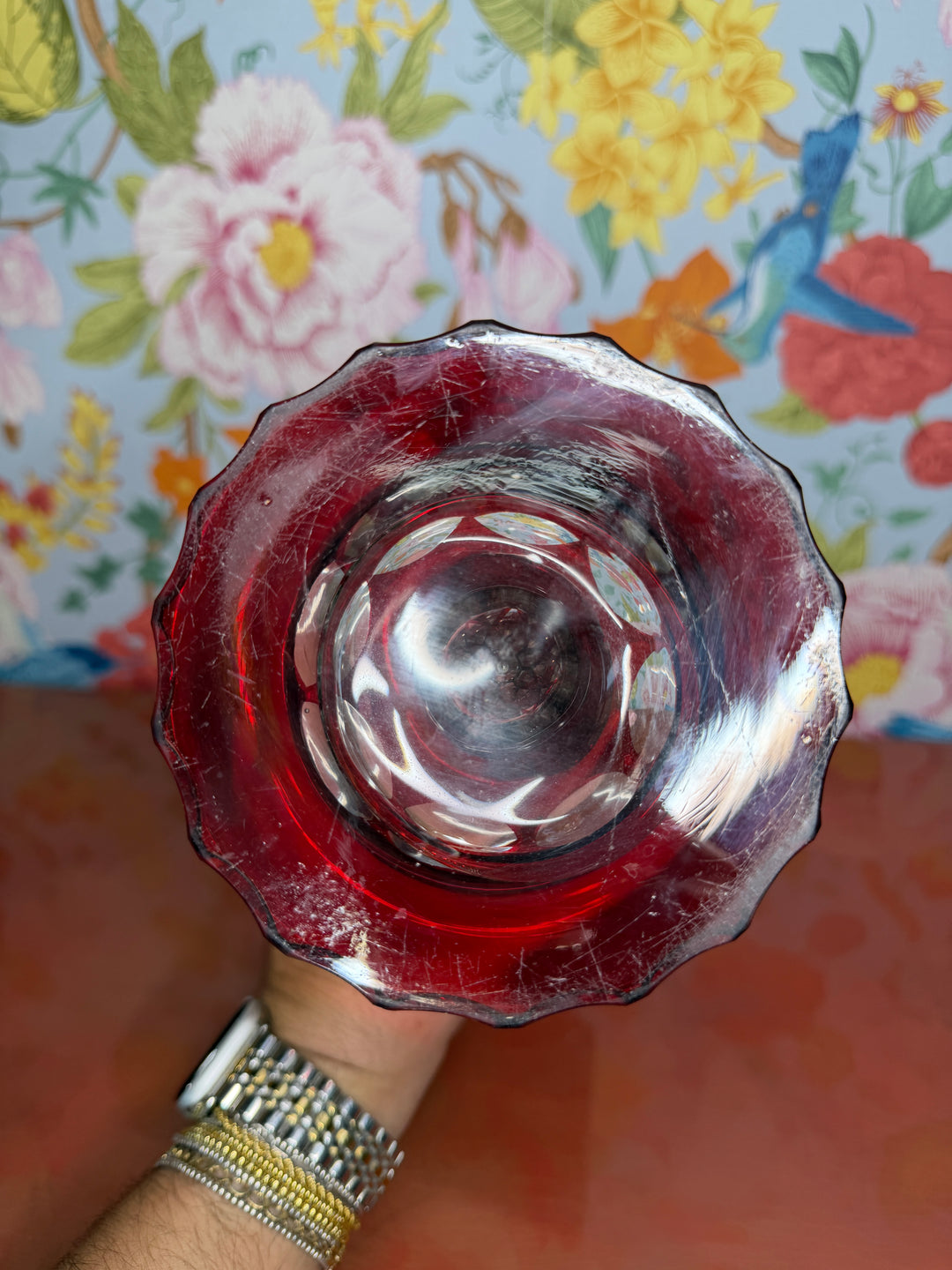 Vintage Bohemian Red Glass Vase