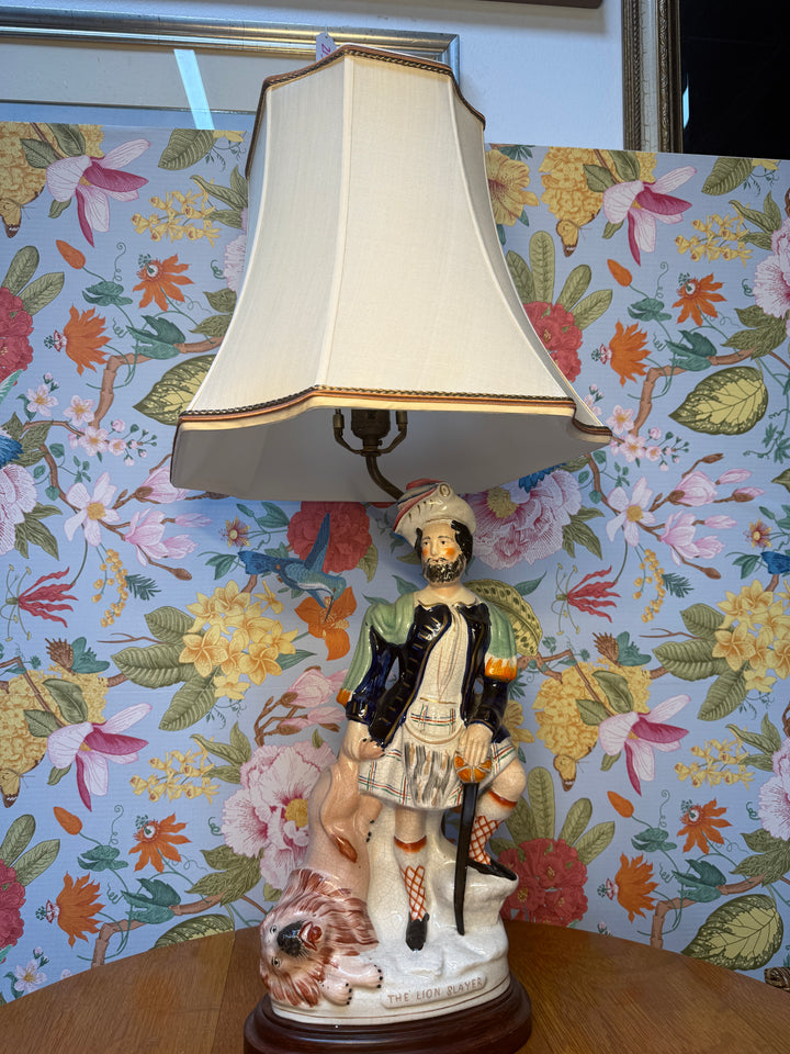 The Lion Slayer Staffordshire Lamp
