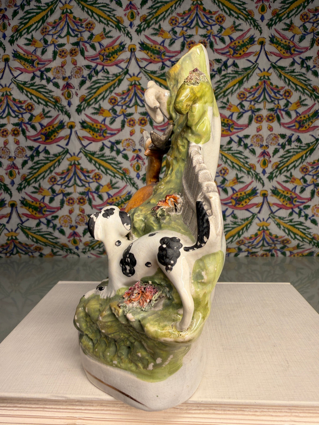 Staffordshire-Style Hunting Dogs Figural Spill Vase