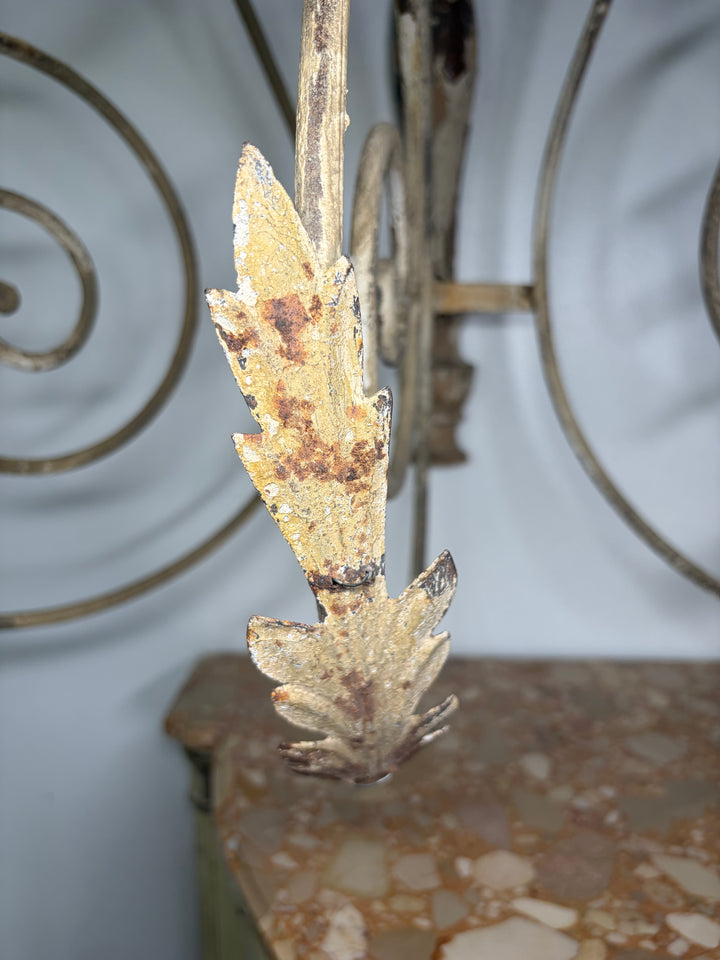 Pair of Painted Iron & Wood Three-Arm Wall Candle Sconces