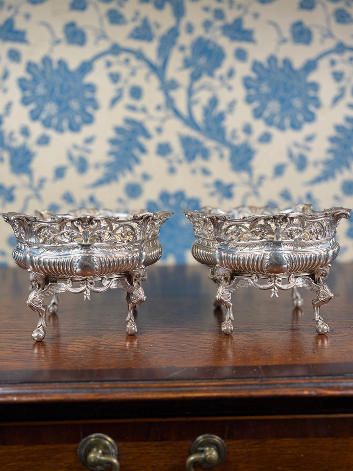 Pair of Antique Silver Plated Footed Bowls