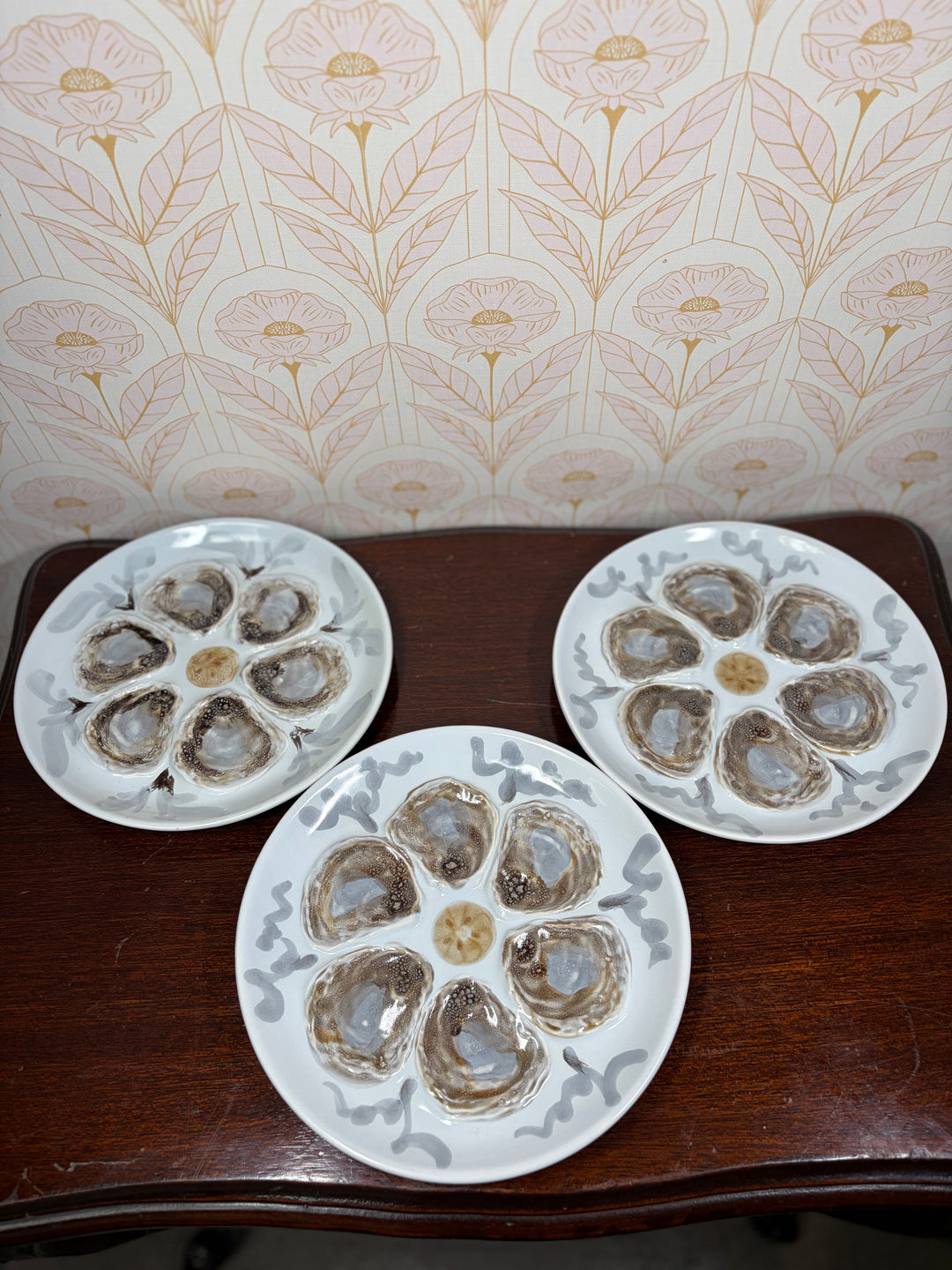 Set of Three Porcelain Oyster Plates