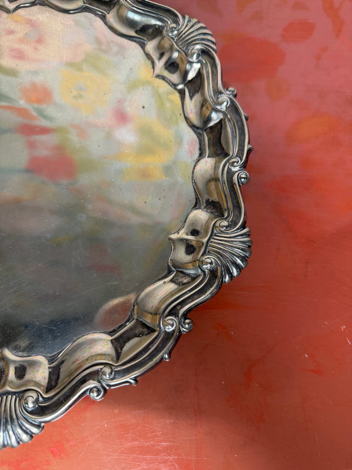 Antique Goldsmiths & Silversmiths Co HM Silver Plated 925 Footed Tray