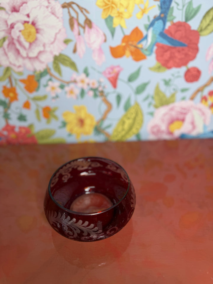 Vintage Bohemian Red Glass Bowl